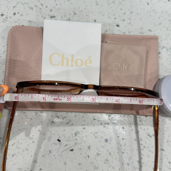 NWT CHLOE OVERSIZED GEOMETRIC SHAPE SUNGLASSES MADE IN ITALY 57-19-140 ORANGE - Picture 13 of 16